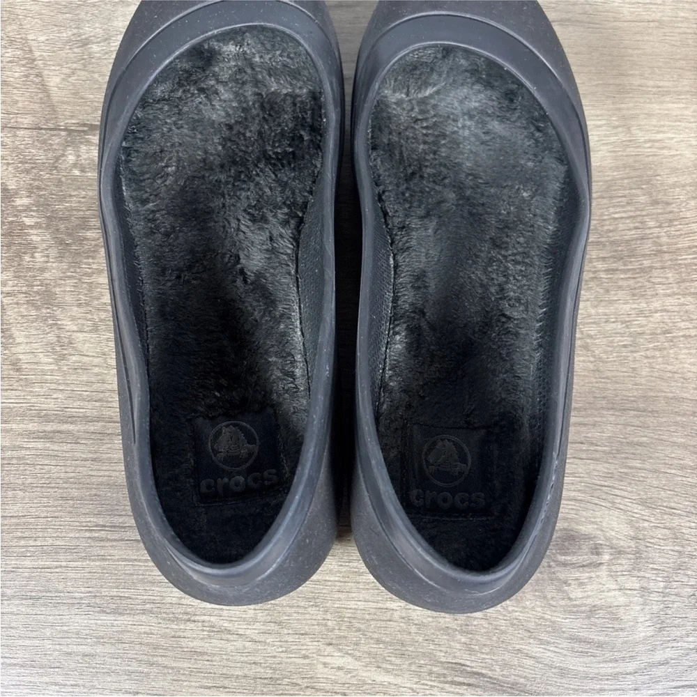 Crocs Mammoth Women’s Size 9 Shoes Black Fur Lined Comfort Flats - Picture 7 of 11